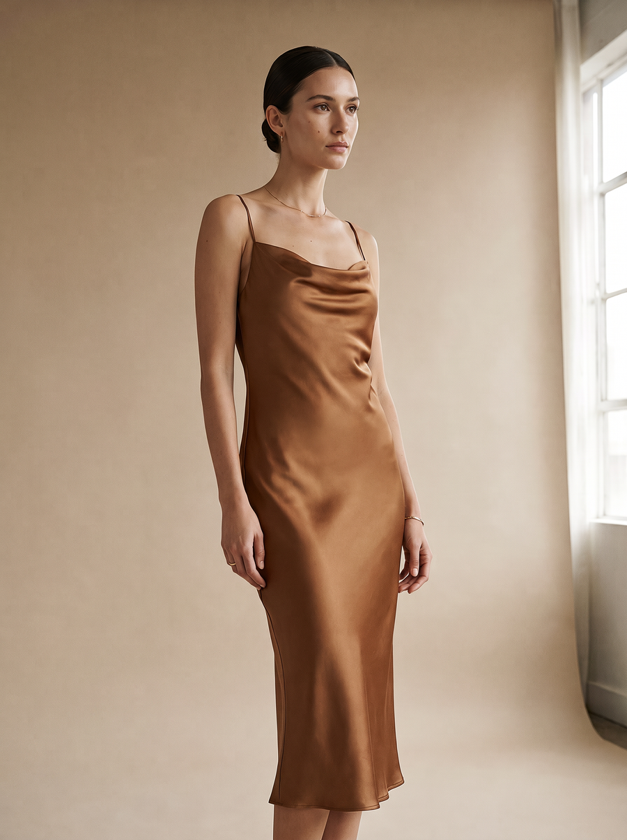 Vestido Satén Midi HALORE