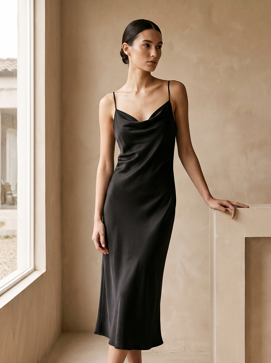 Vestido Satén Midi HALORE