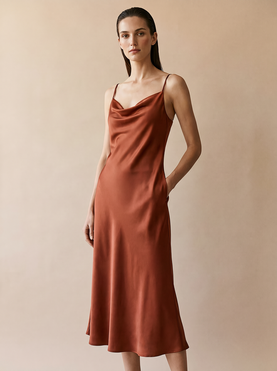 Vestido Satén Midi HALORE