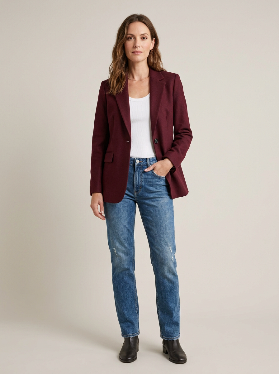 Women's Single Button Straight Anti-Wrinkle Jacket Long Sleeve Jacket  Formal Business Path OL Office Lady  Spring and Fall